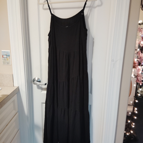 Anrabess Black Tiered Maxi Dress Medium Minimalist Capsule Wardrobe - Picture 2 of 7